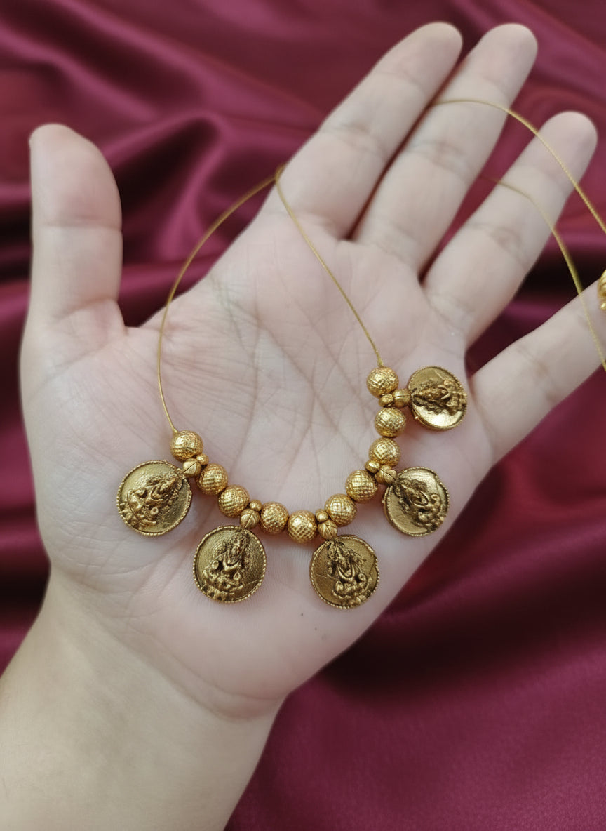 Lakshmi Coin Invisible Necklace set
