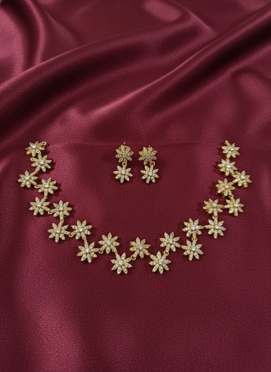 Floral Diamond Necklace Set