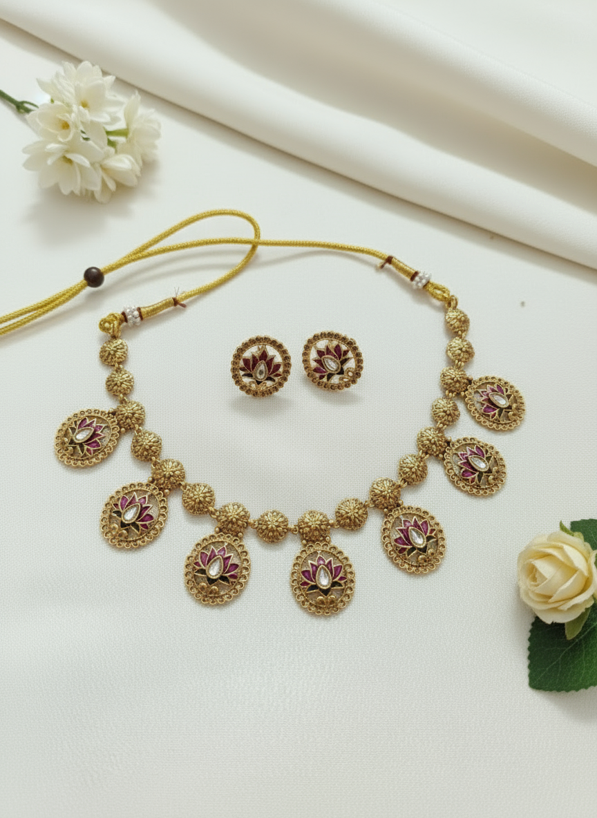 Padma Meenakari Necklace Set