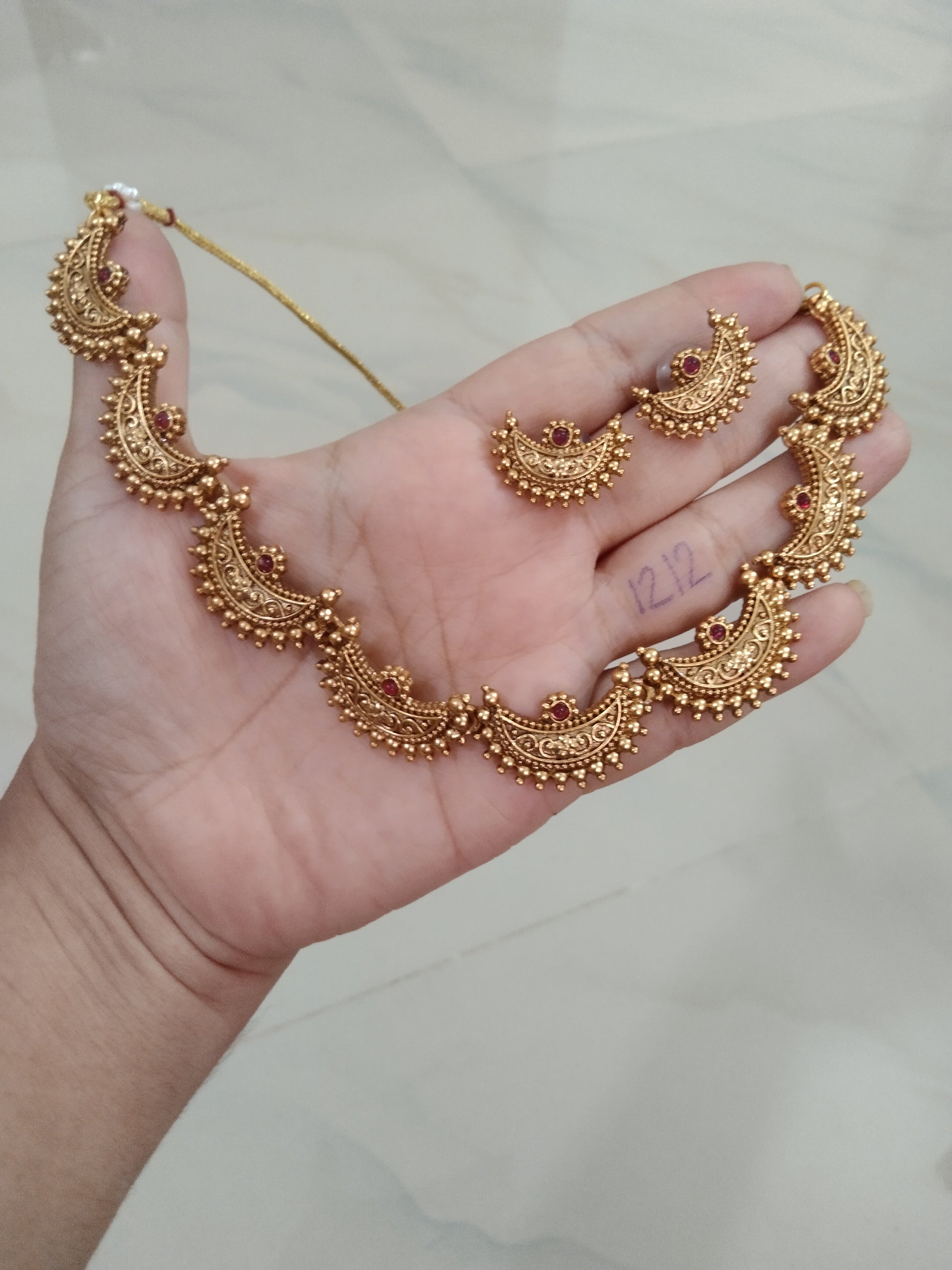Half moon Ruby Necklace Set