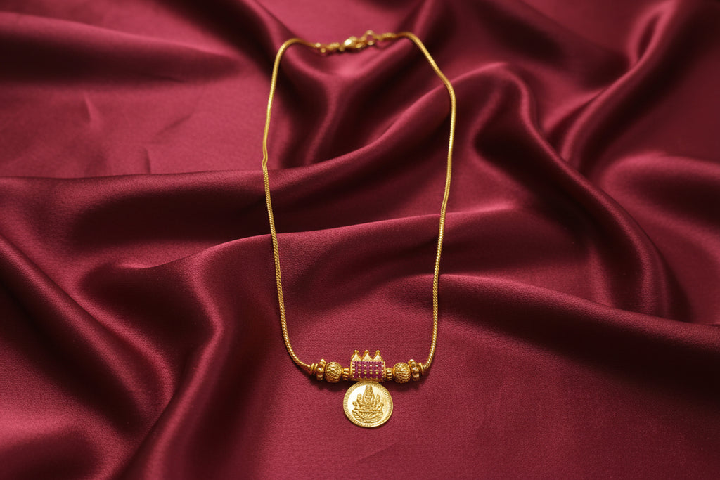 Micro Polish Lakshmi Coin Pendant Necklace Set