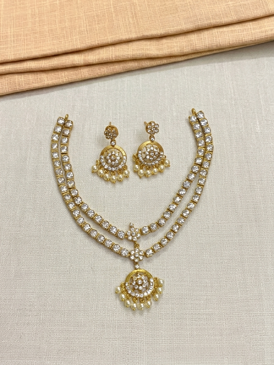 Matte Finish 2Layer Attigai Necklace Set
