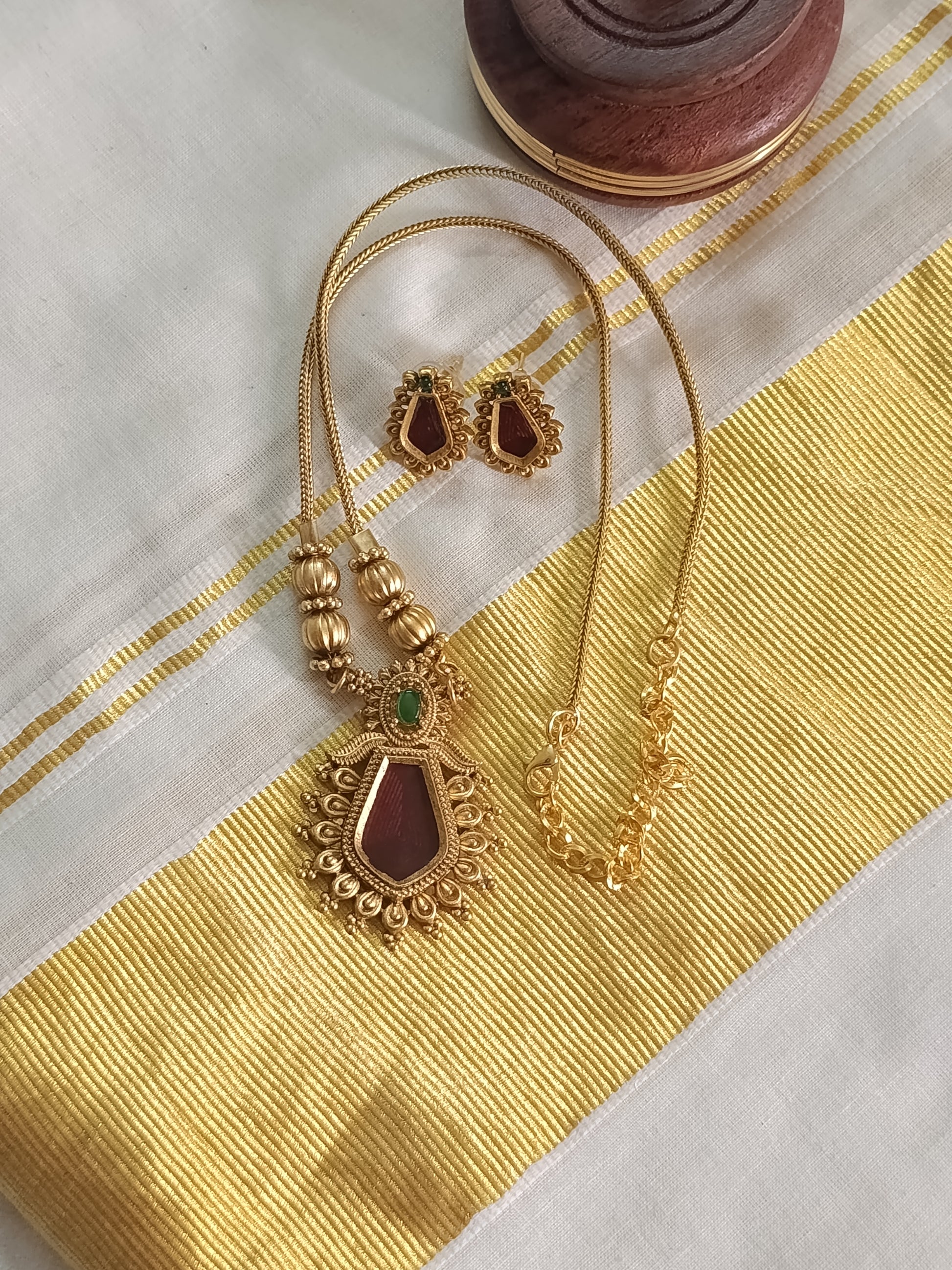Low Budget Nagapadam Pendant Mid Long Necklace Set V2.0