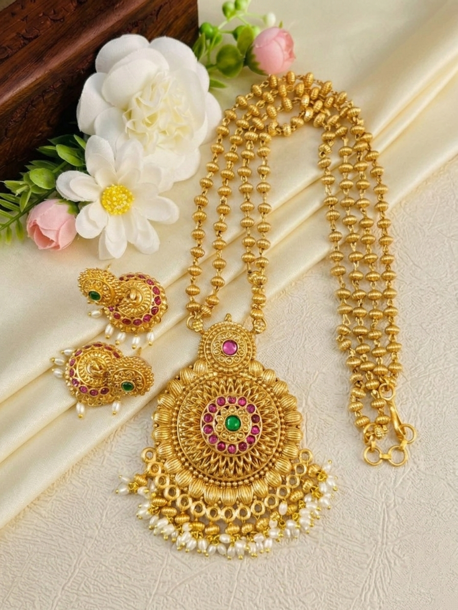 Non Idol Pendant Mid Long Necklace Set V16