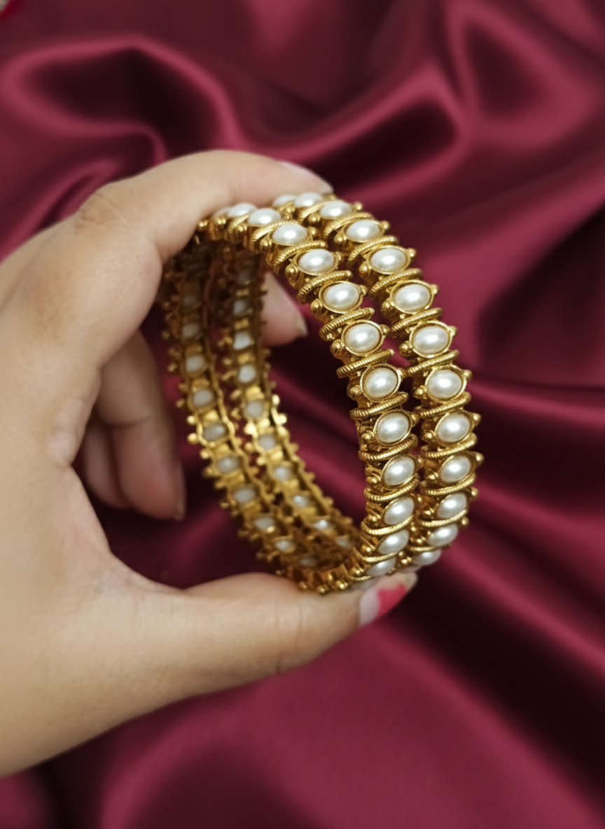 Low Budget Pearl Bangle Set of 2