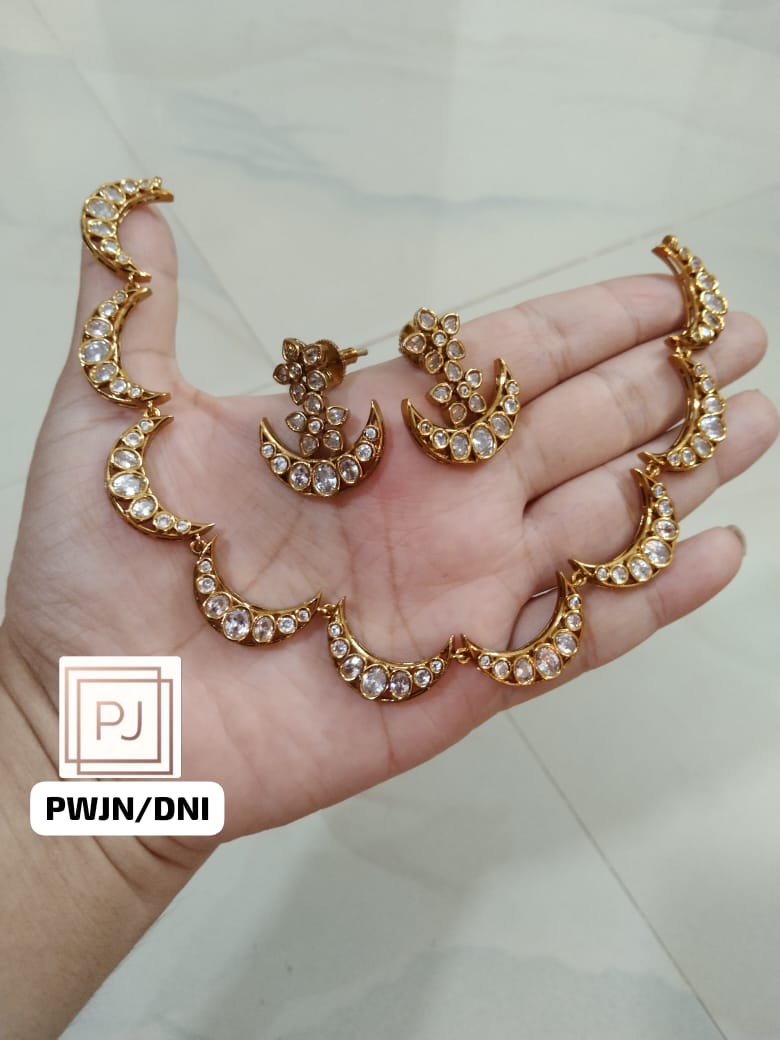 Half Moon Diamond Necklace Set