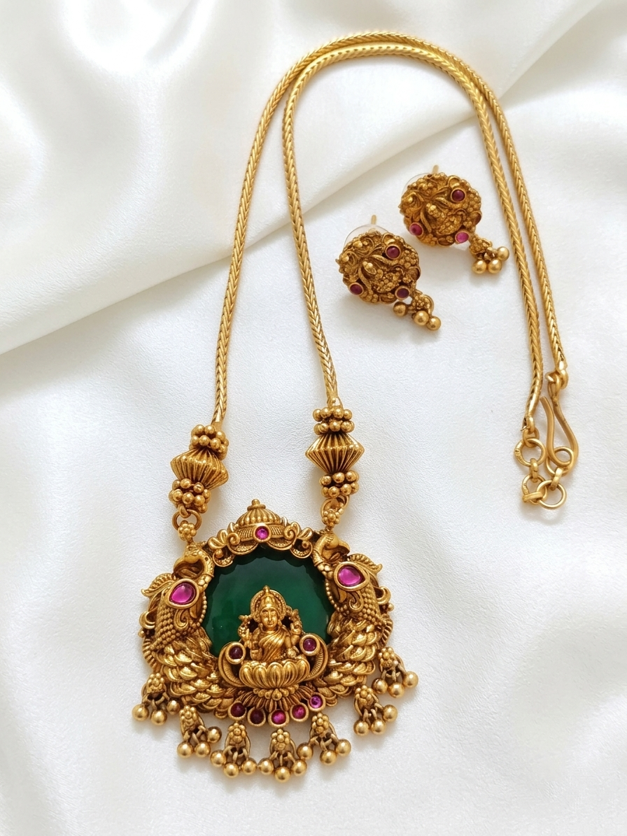 Palakka Lakshmi Pendant Necklace Set