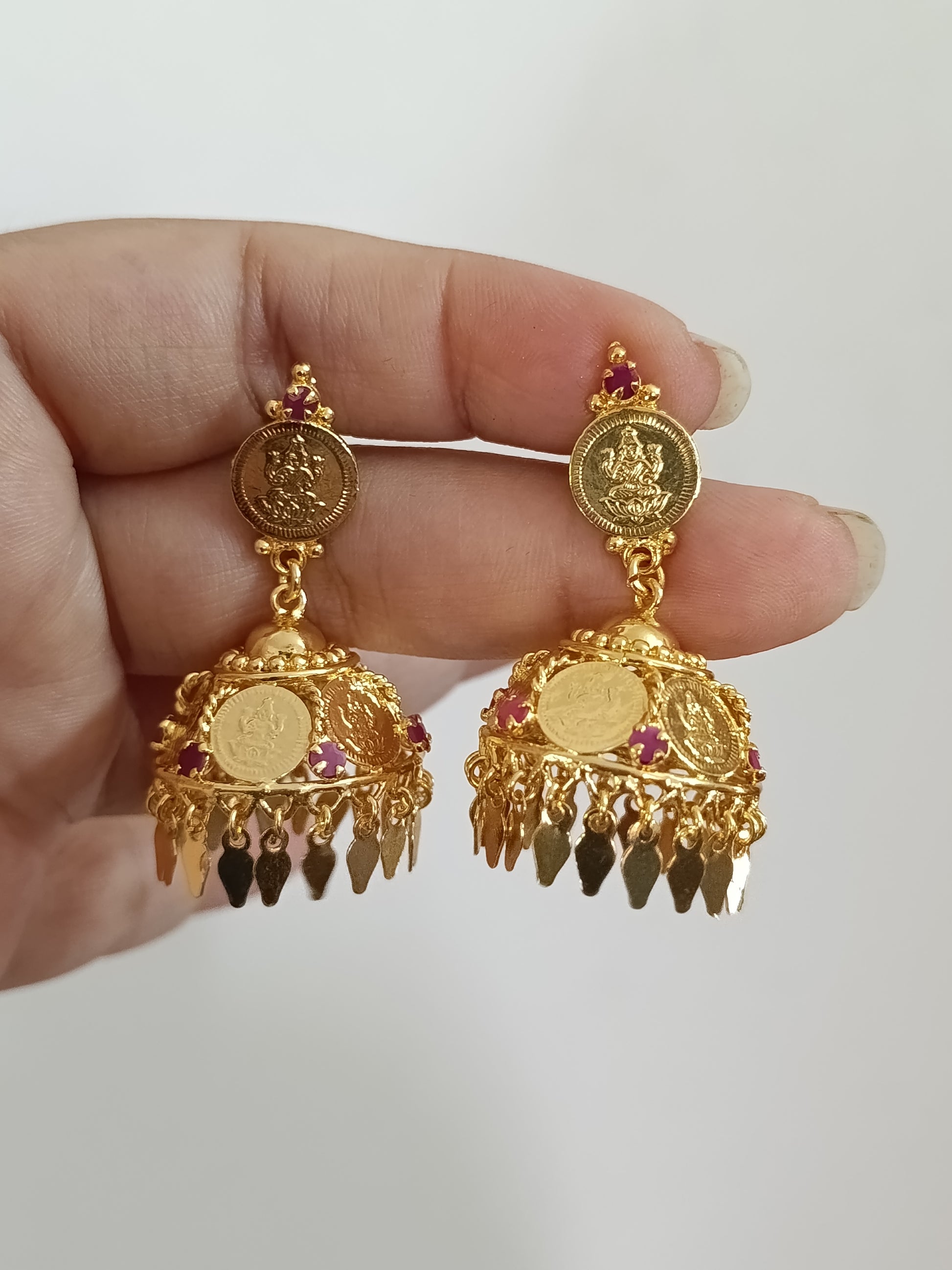 Micro Polish Elakathali Coin Jhumka