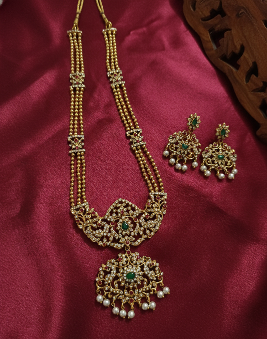 3 Layer Matte Long Necklace Set