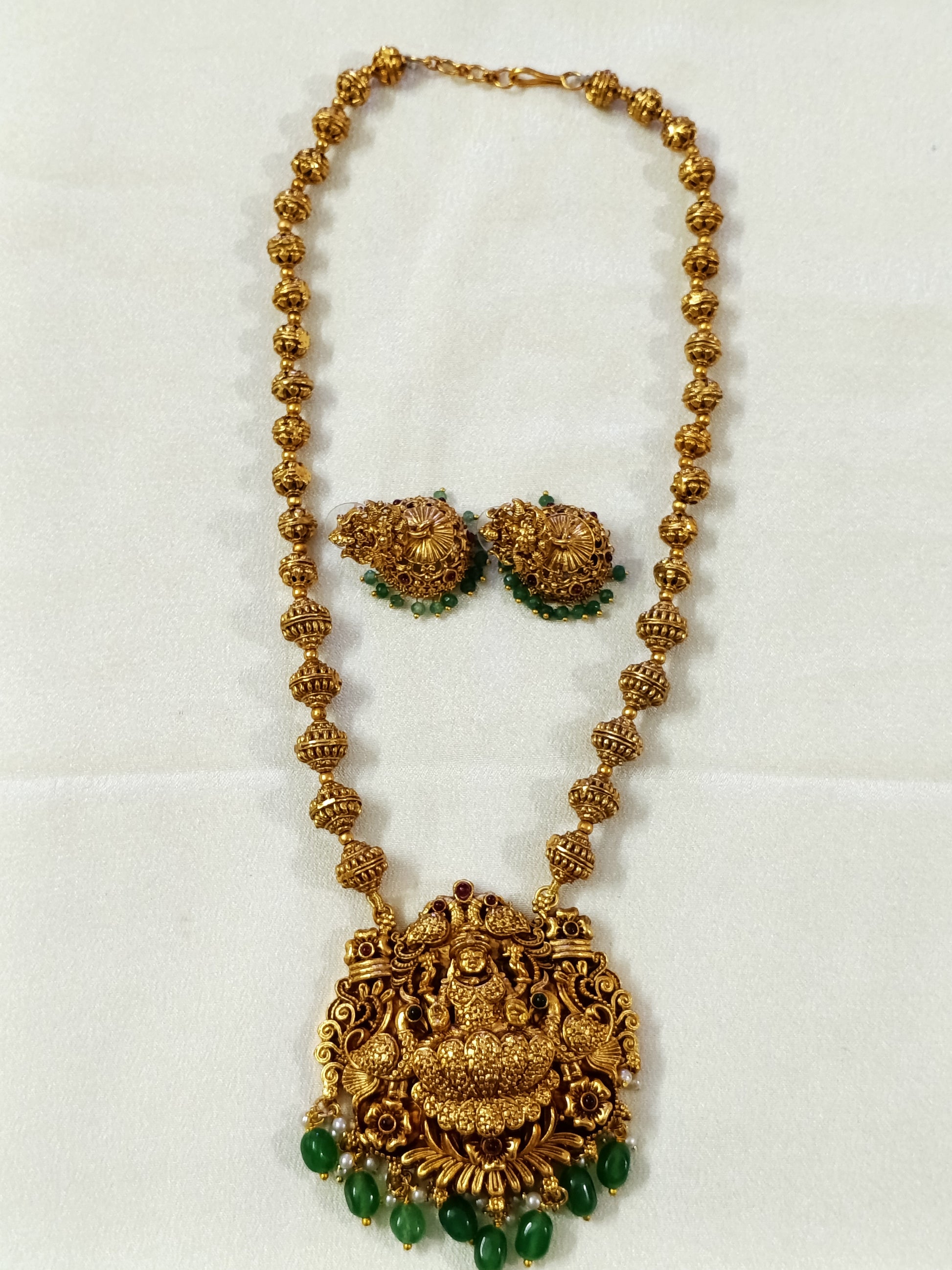 Nagas Lakshmi Pendant Mid Long Necklace Set