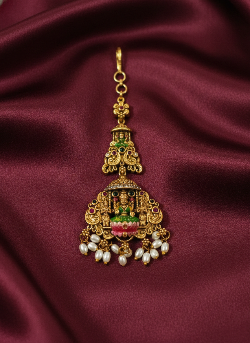 Enamel Lakshmi Maang Tikka