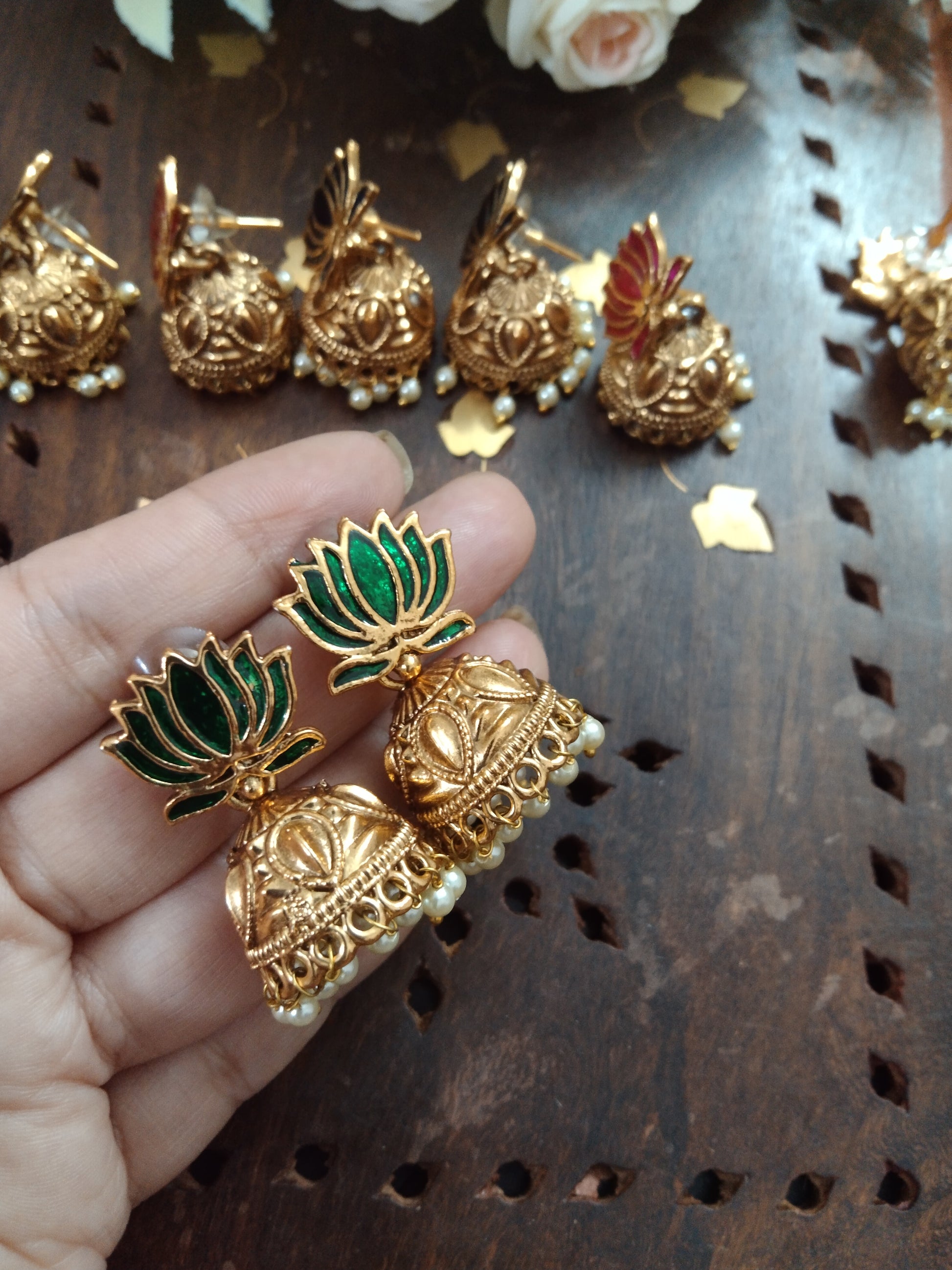 Lotus Jhumka Earring