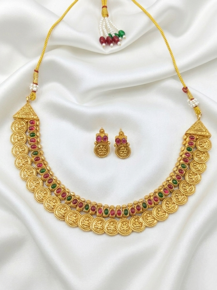Traditional Lakshmi Coin Necklace Set