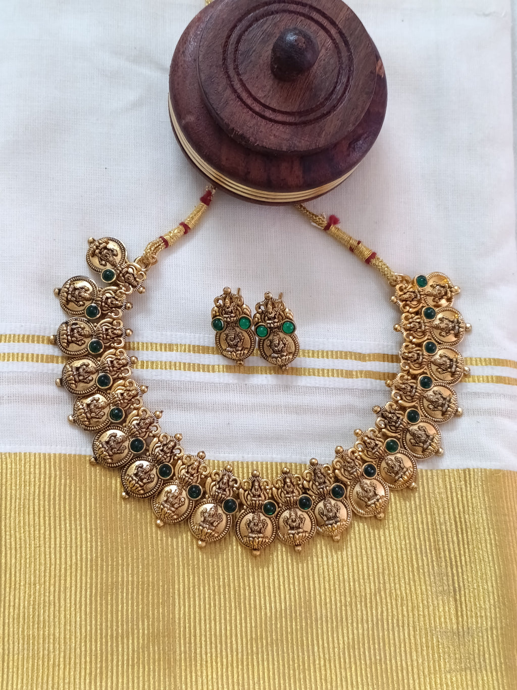 Matte Finish Budget Lakshmi Coin Necklace Set V2