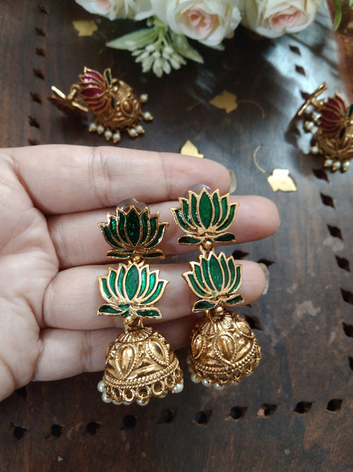 2 Lotus Jhumkas Earring