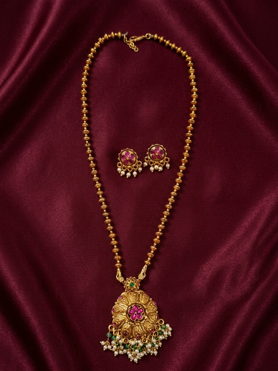 Non Idol Pendant Mid Long Necklace Set V12