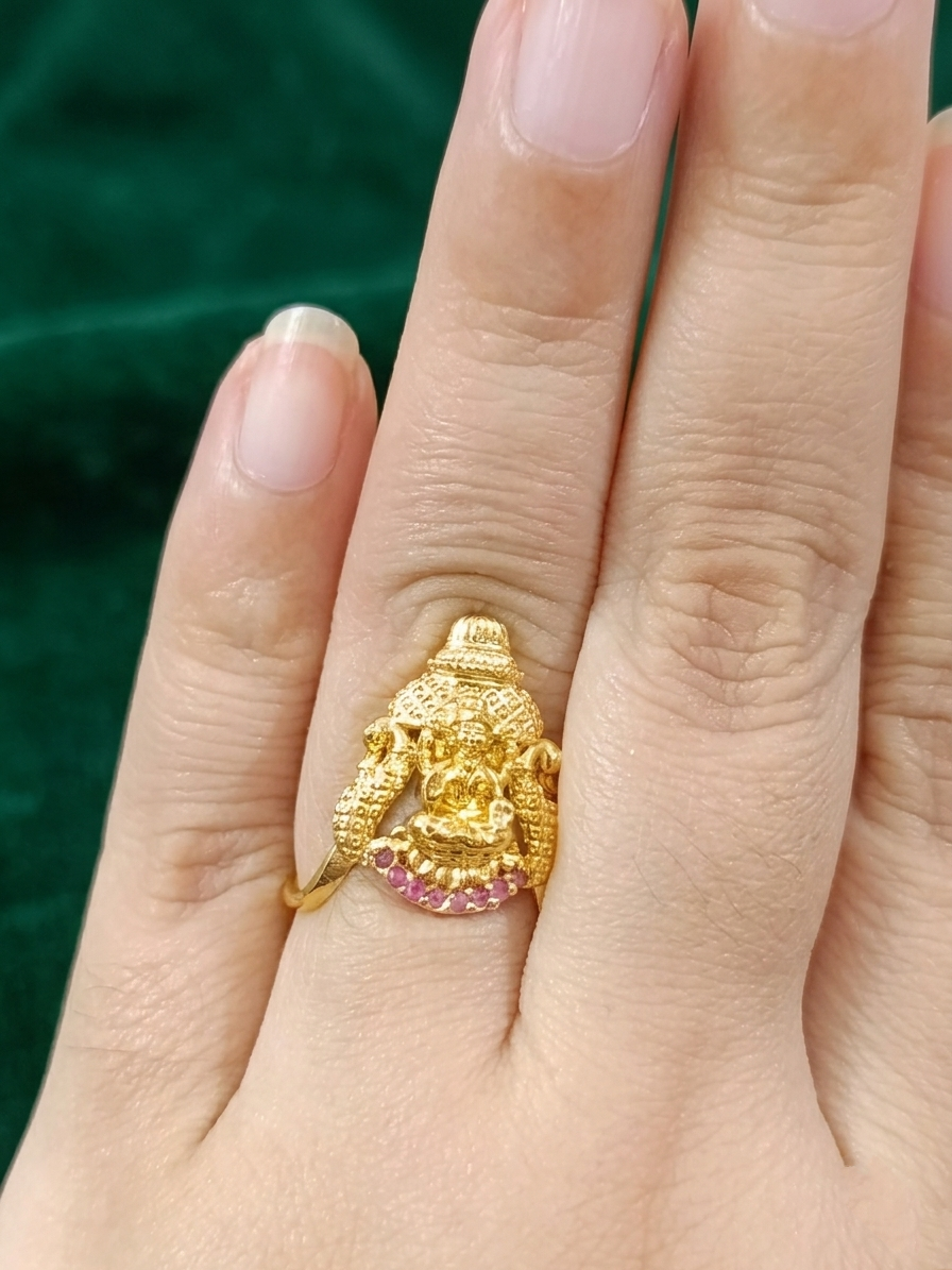 Matte Finish AD Lakshmi Vanki Finger Ring V1