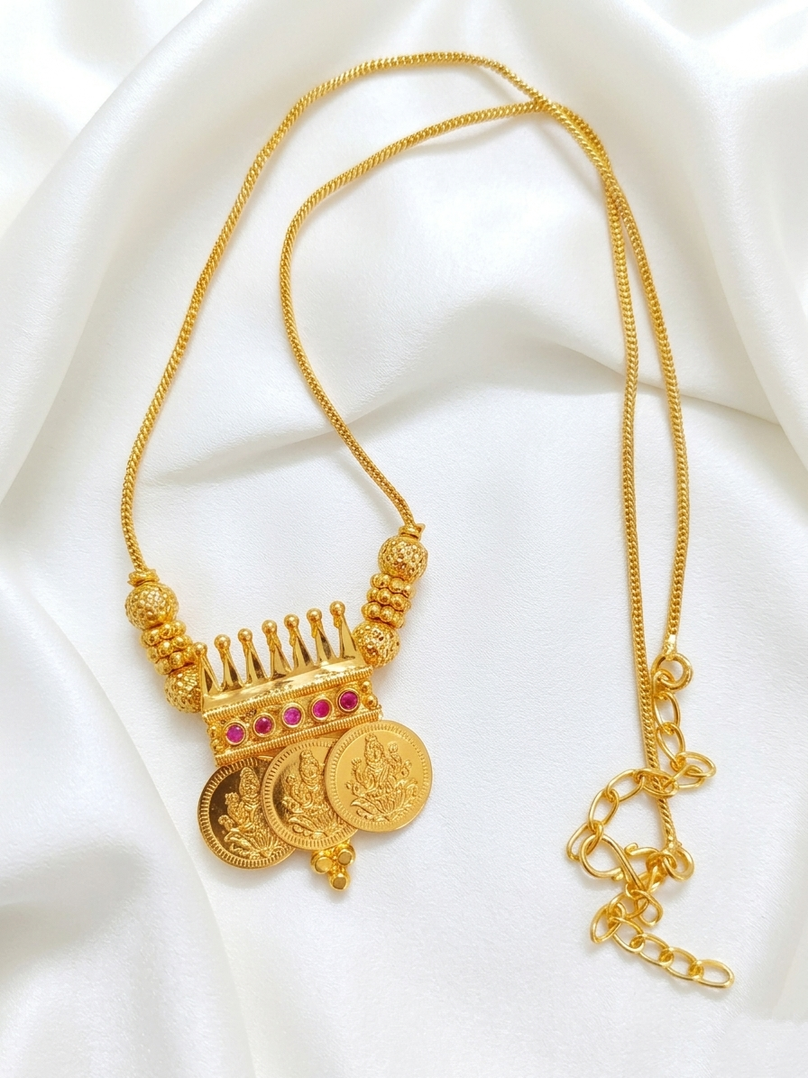 Micro Polish Coin Pendant Necklace Set
