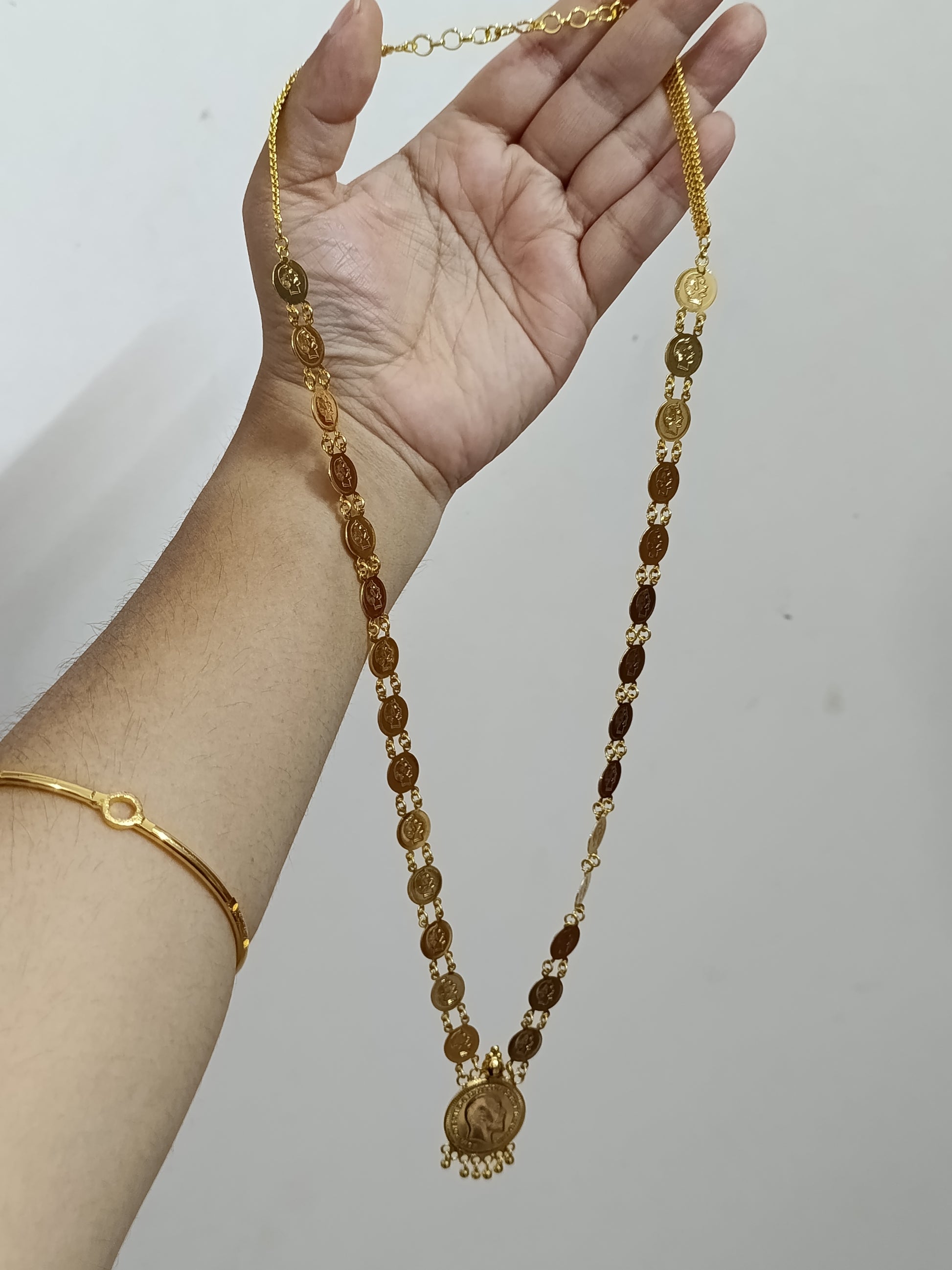 Micro Polish Non Idol Coin Long Necklace