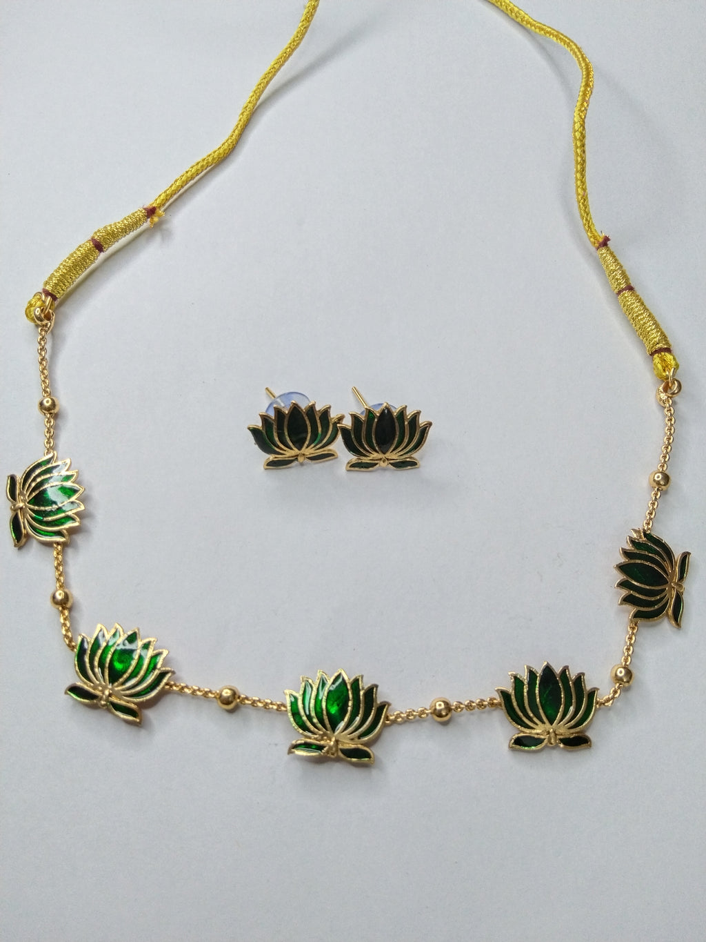 Manju Green Lotus Necklace