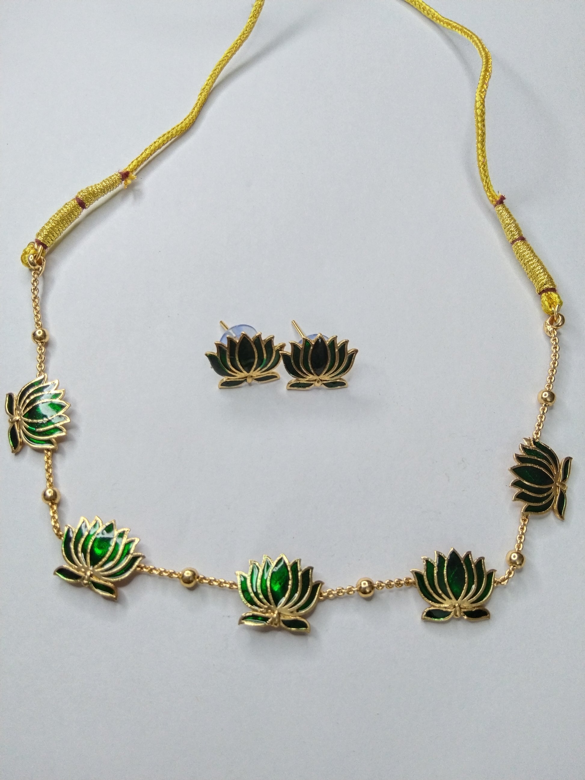 Manju Green Lotus Necklace