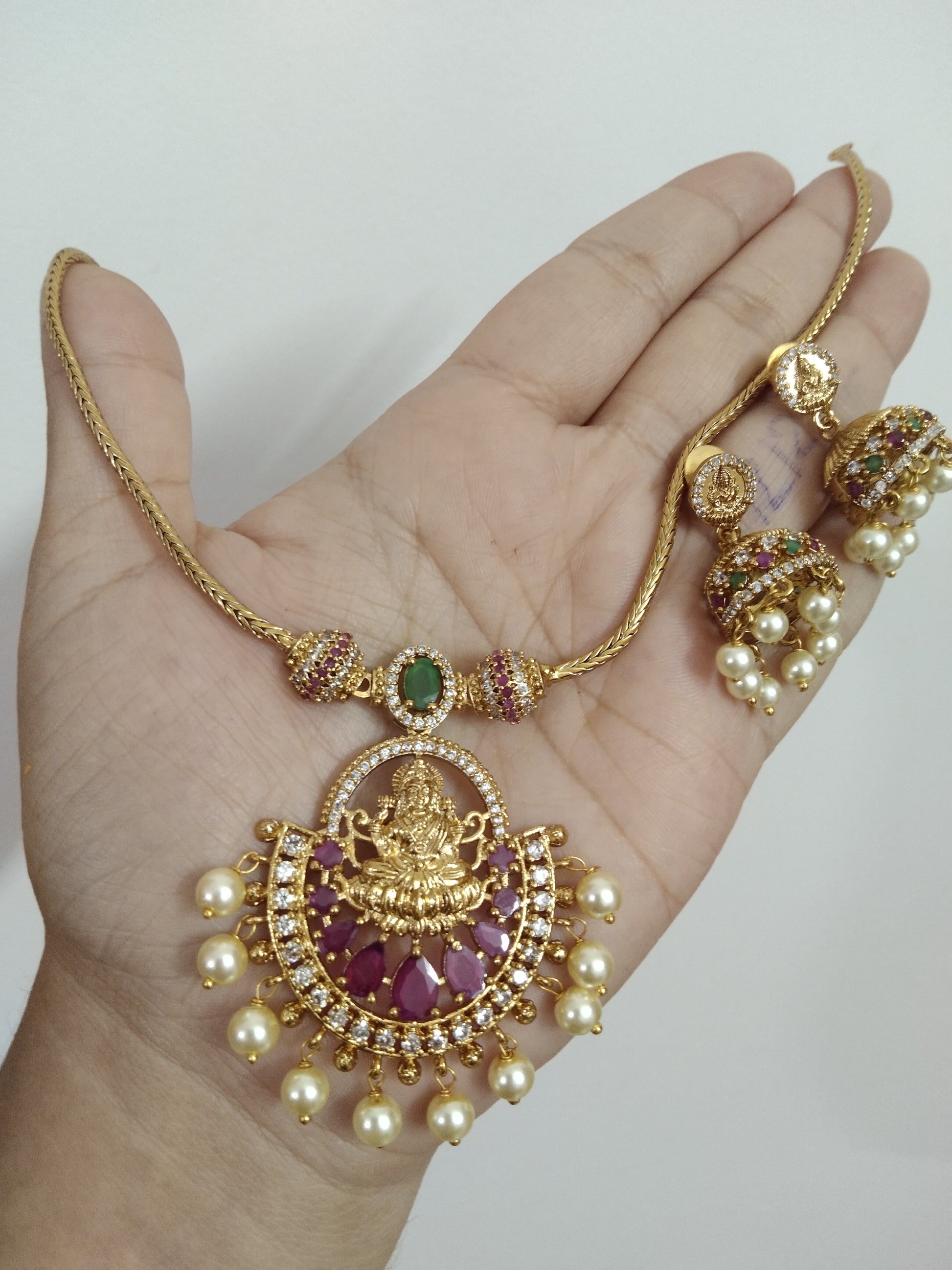 Lakshmi Pendant Necklace Set V2