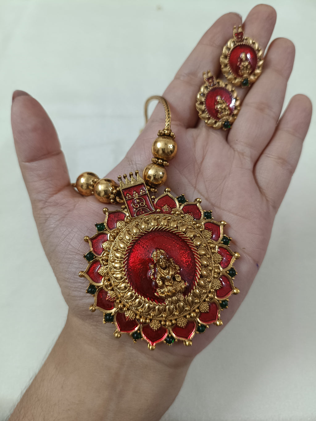Mahalakshmi Surya Mid Long Necklace Set