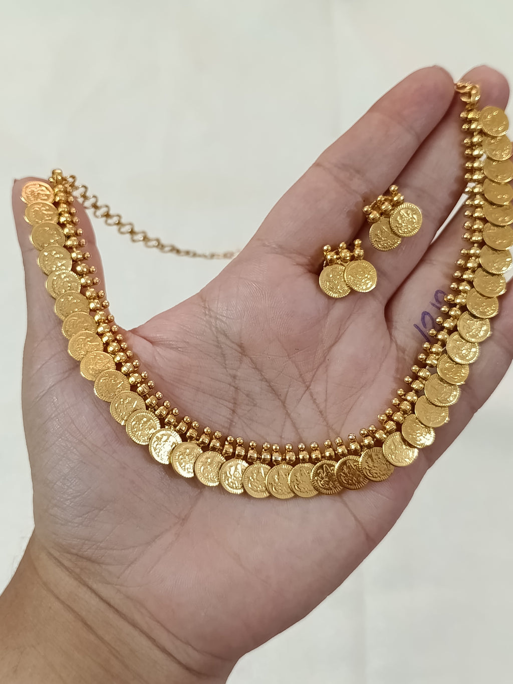 Traditional Lakshmi Kasu Necklace with Back Chain