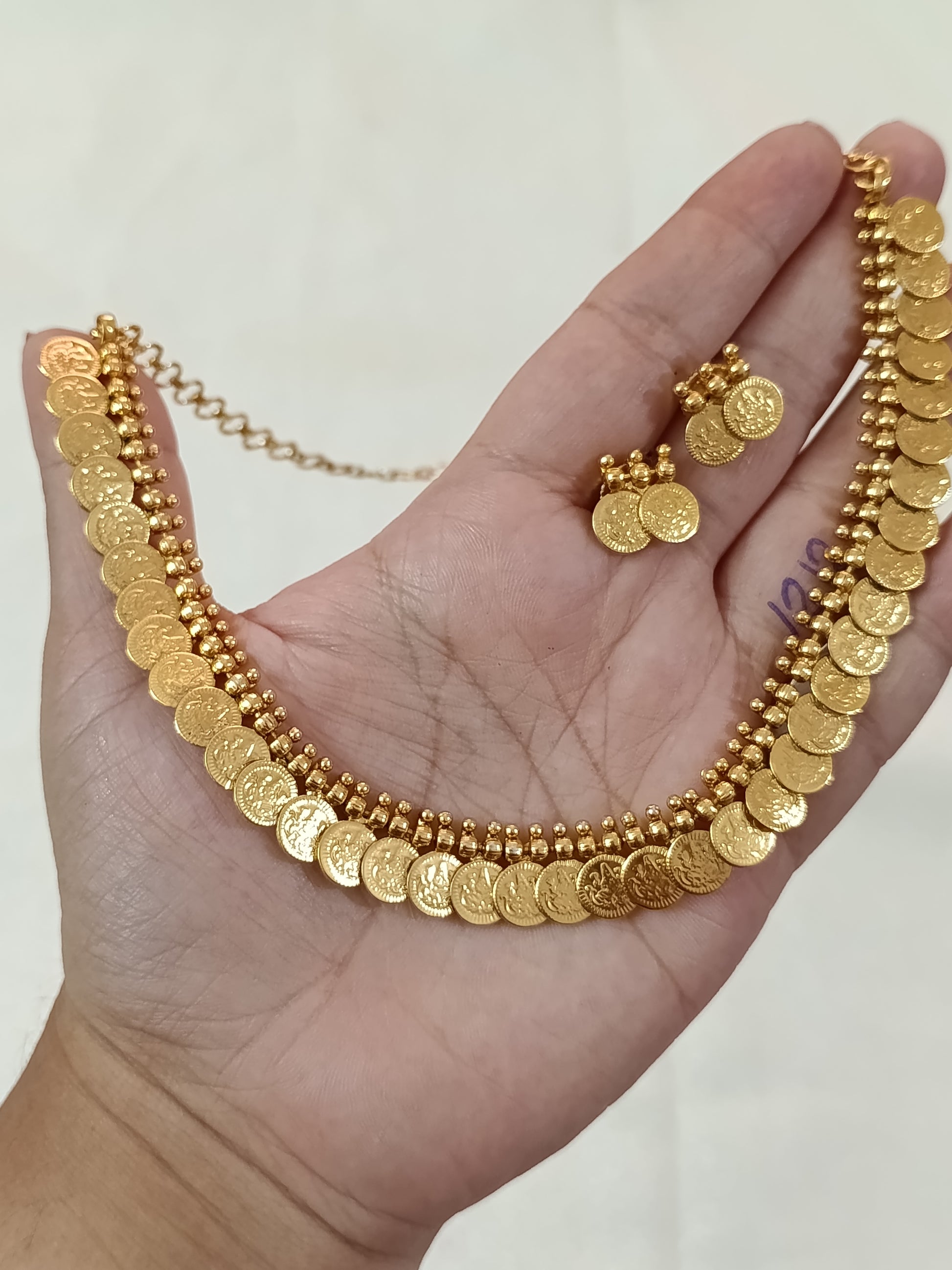 Traditional Lakshmi Kasu Necklace with Back Chain