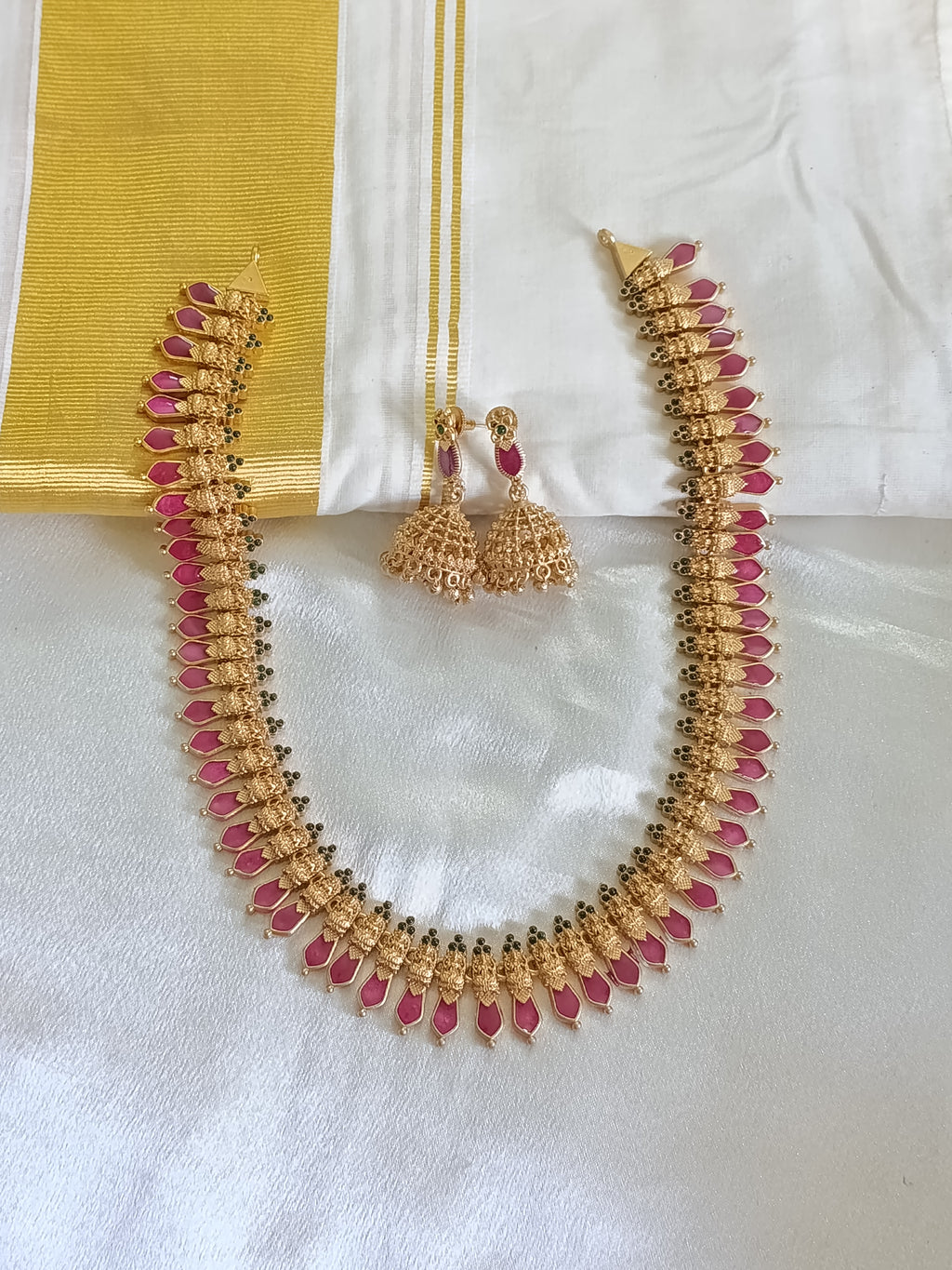 Matte Finish Nagapadam Long Necklace Set