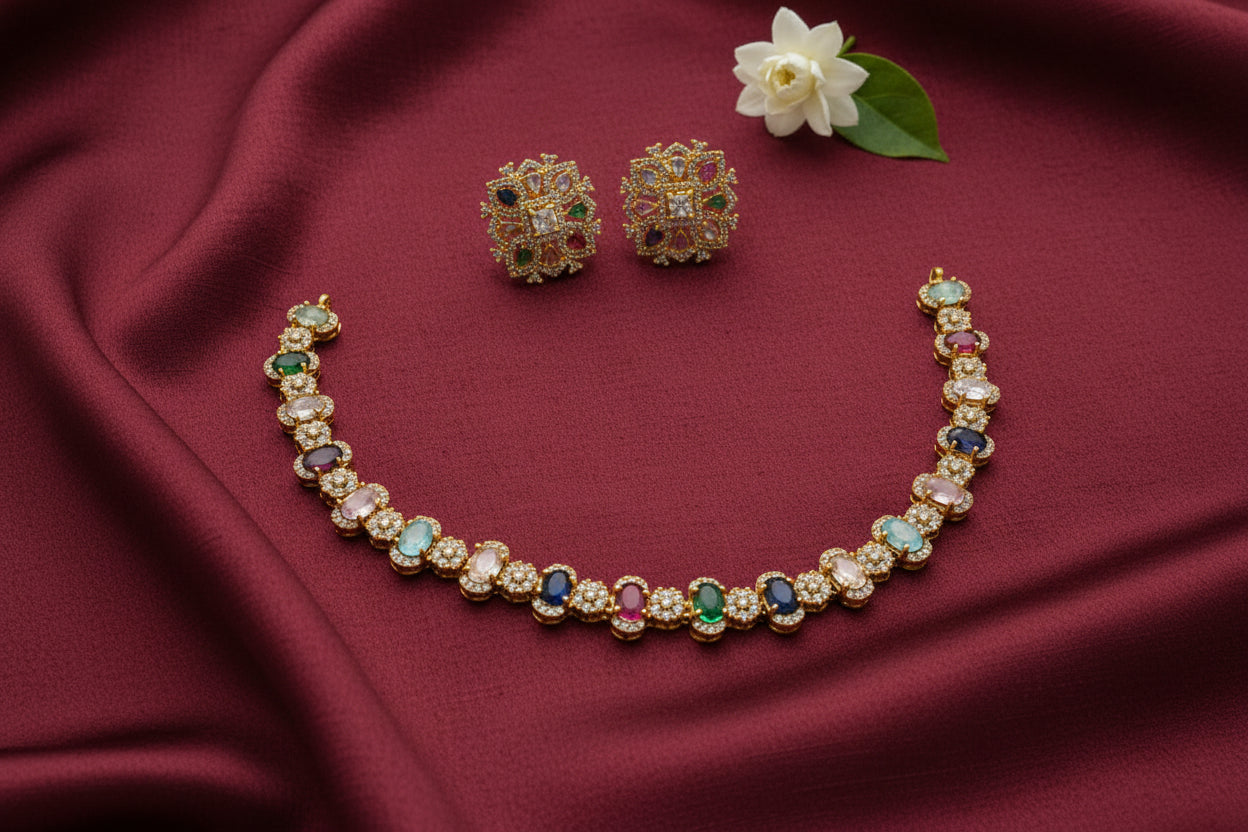 Navaratna Necklace Set V6