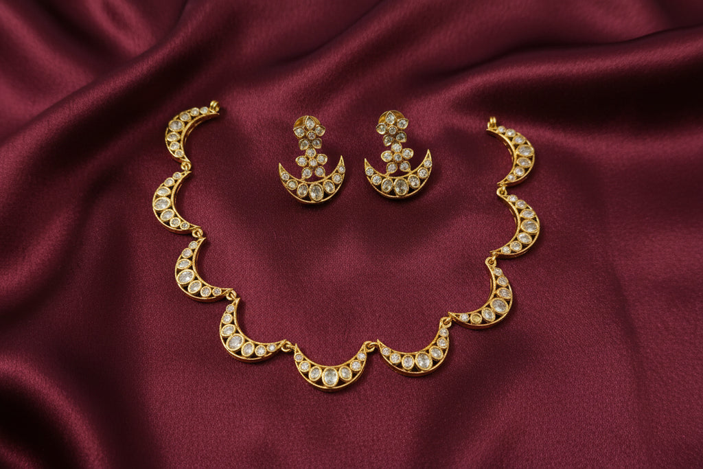 Half Moon Diamond Necklace Set