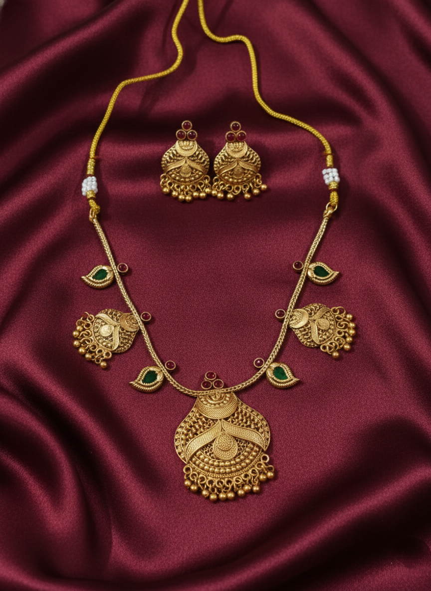 Gold Replica Non Idol Necklace Set