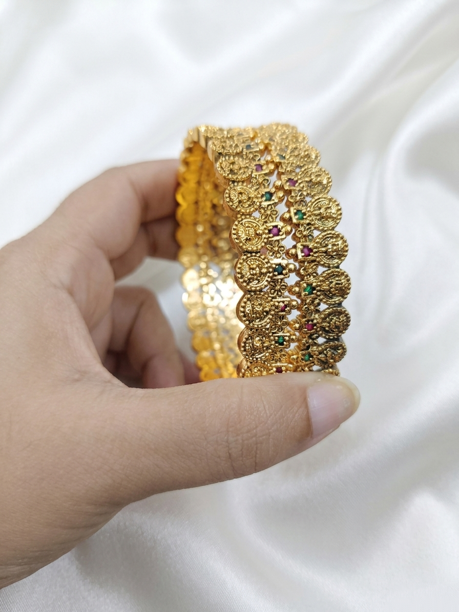 Lakshmi Coin Broad Bangle Set of 2 V3