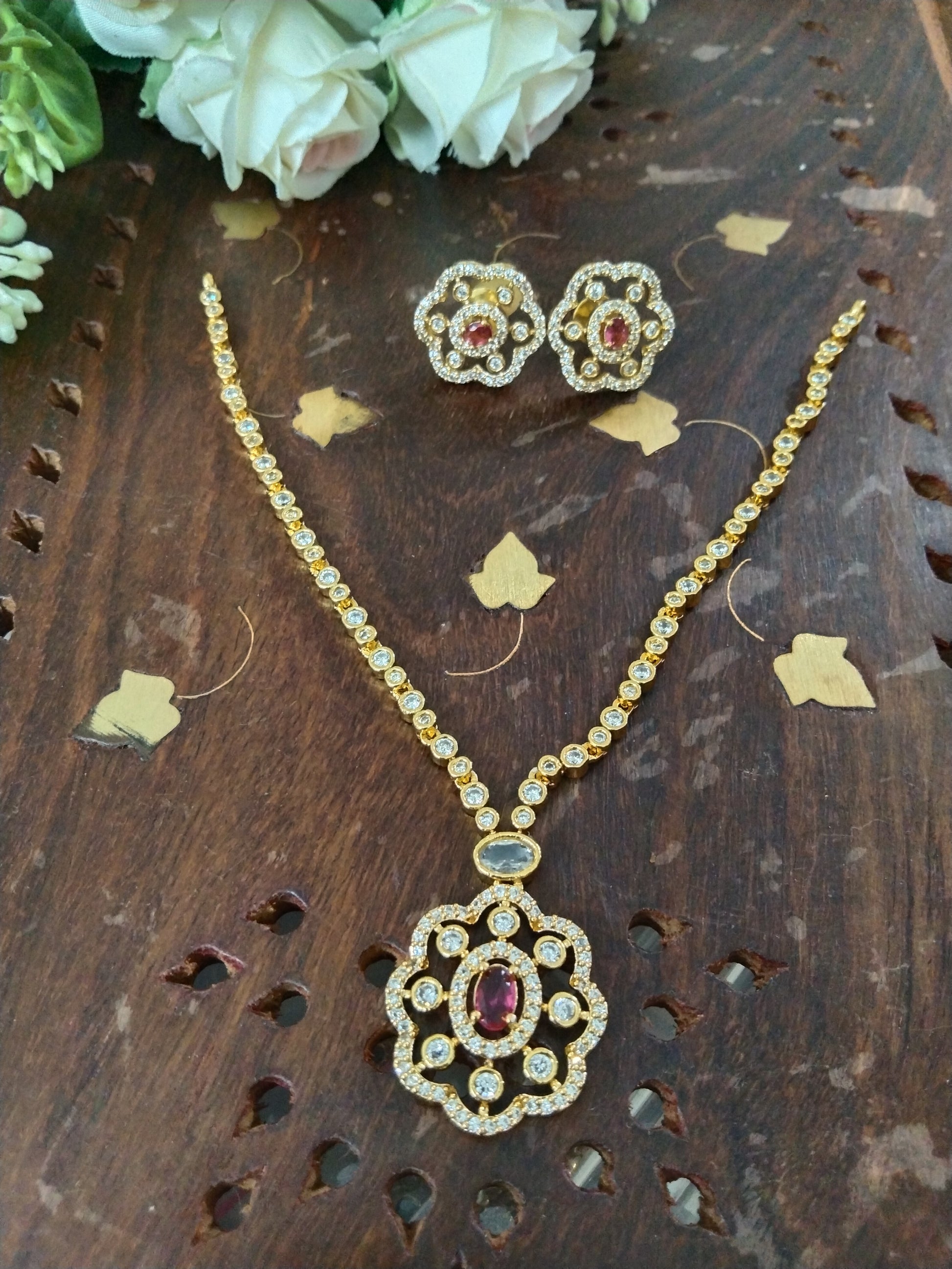 AD Floral Necklace Set V4