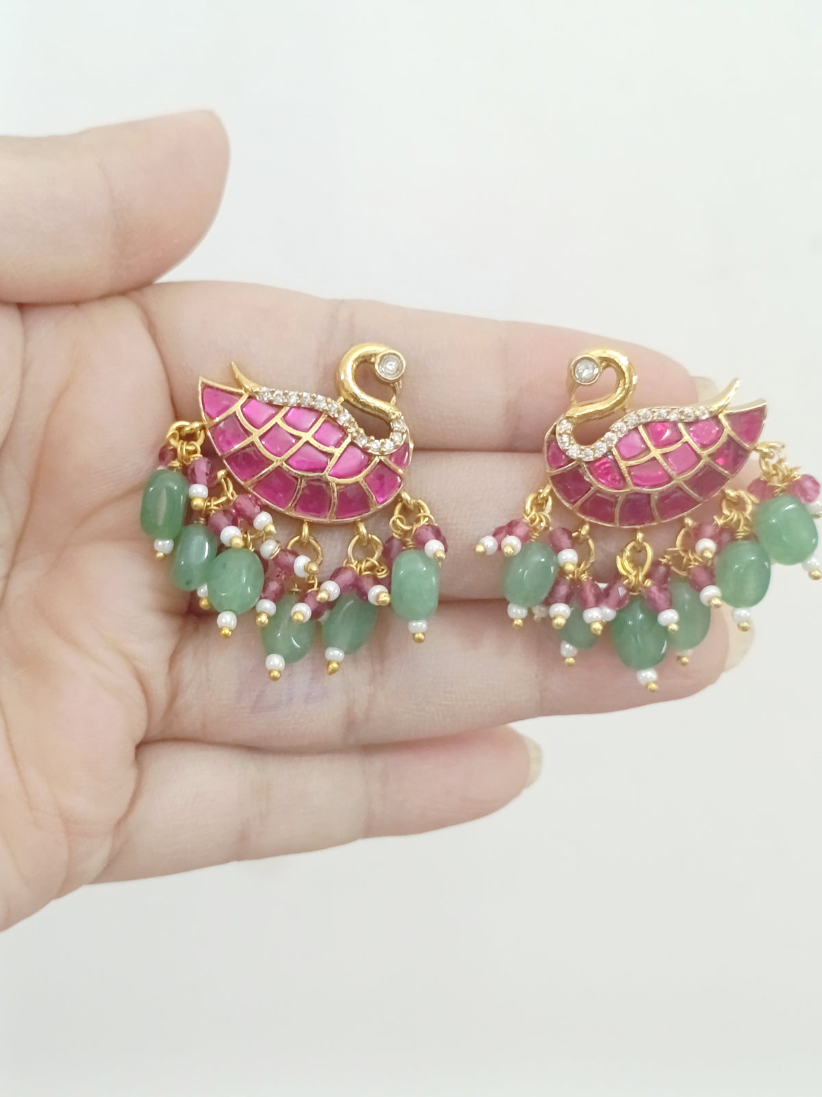 Jaadu Kundan Swan Stud earring V4