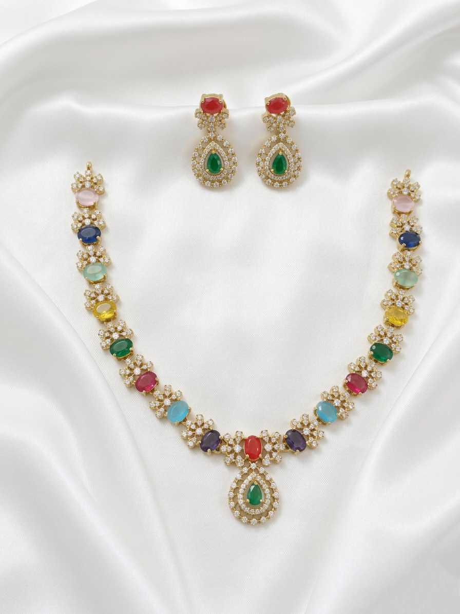 Navaratna Necklace Set V5