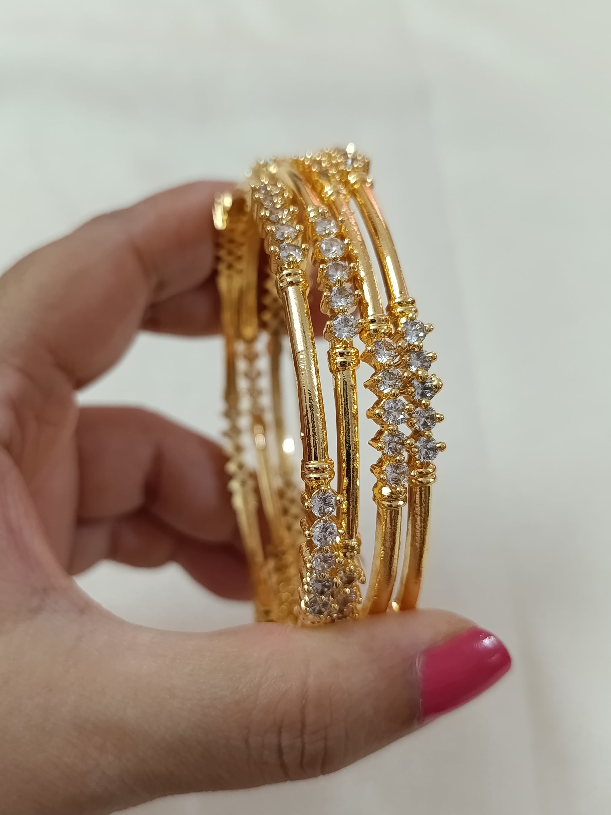 White AD Stone Bangle Set of 4