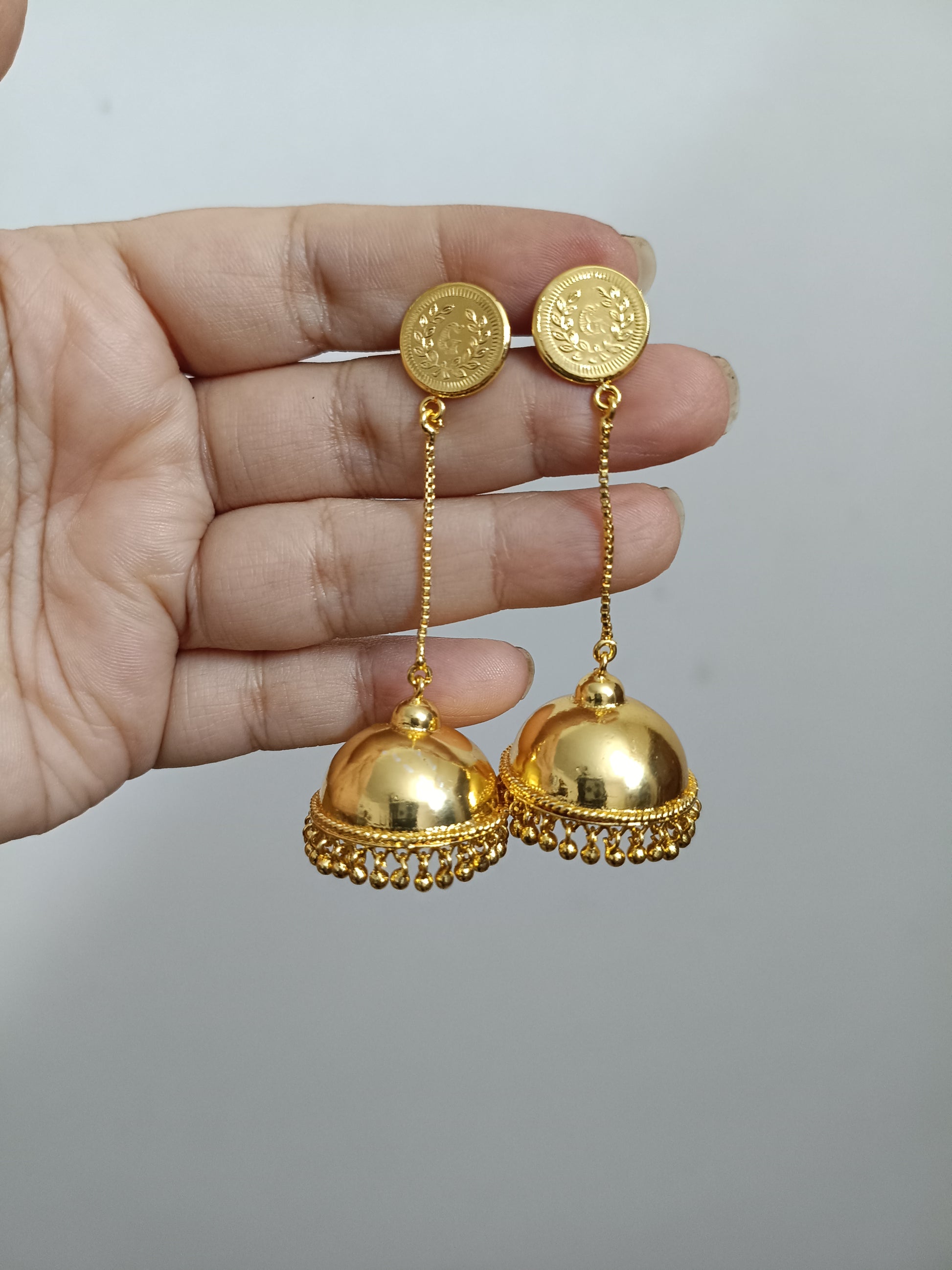 Micro Polish Non Idol Coin Jhumka Earring