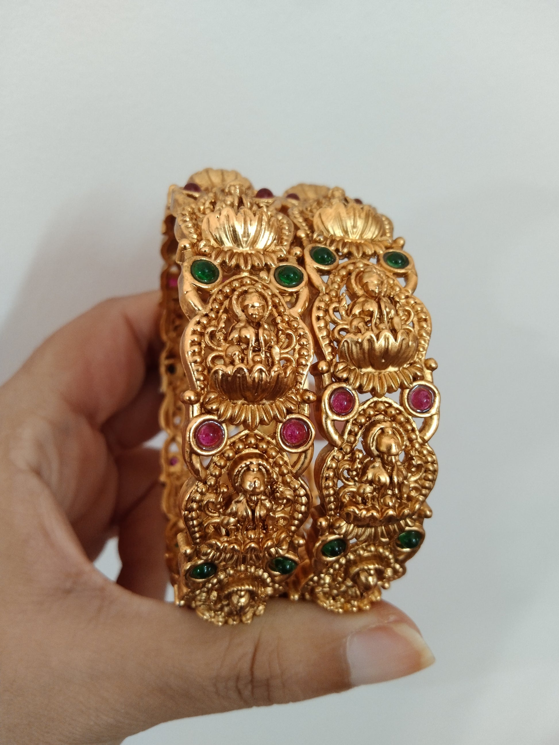 Matte Finish Lakshmi Bangle Set of 2 V2