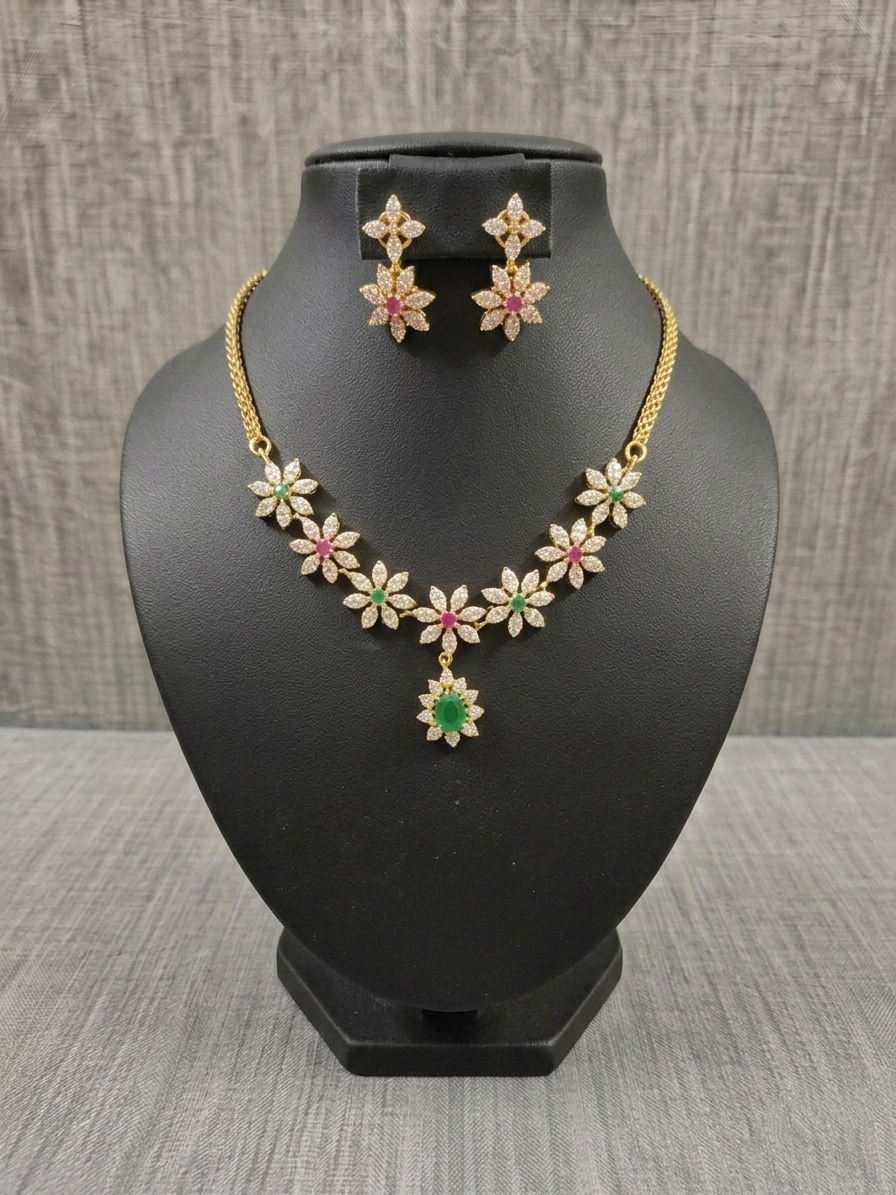 Floral AD Necklace Set V174