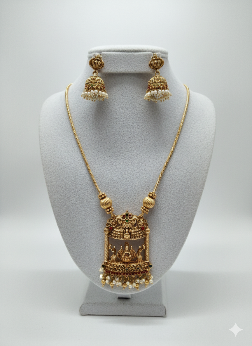 Lakshmi Pendant Necklace Set V9