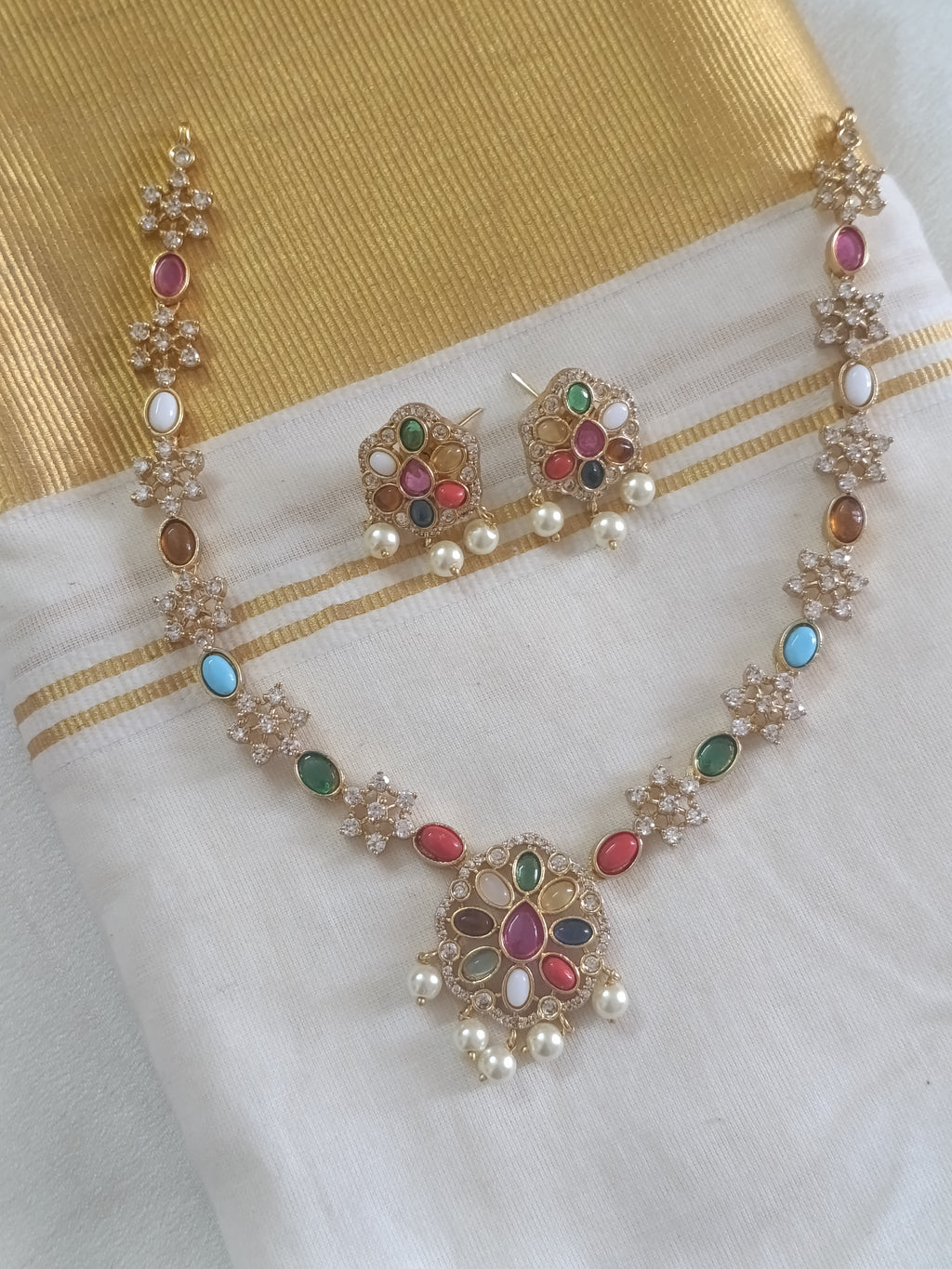 Navaratna Necklace Set V7