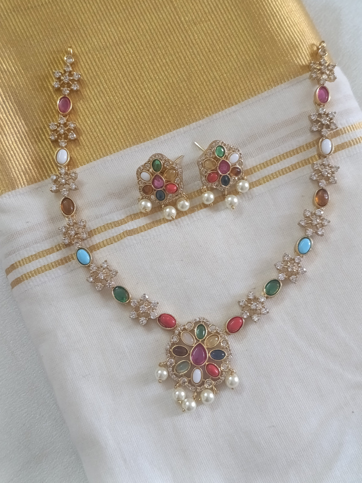 Navaratna Necklace Set V7