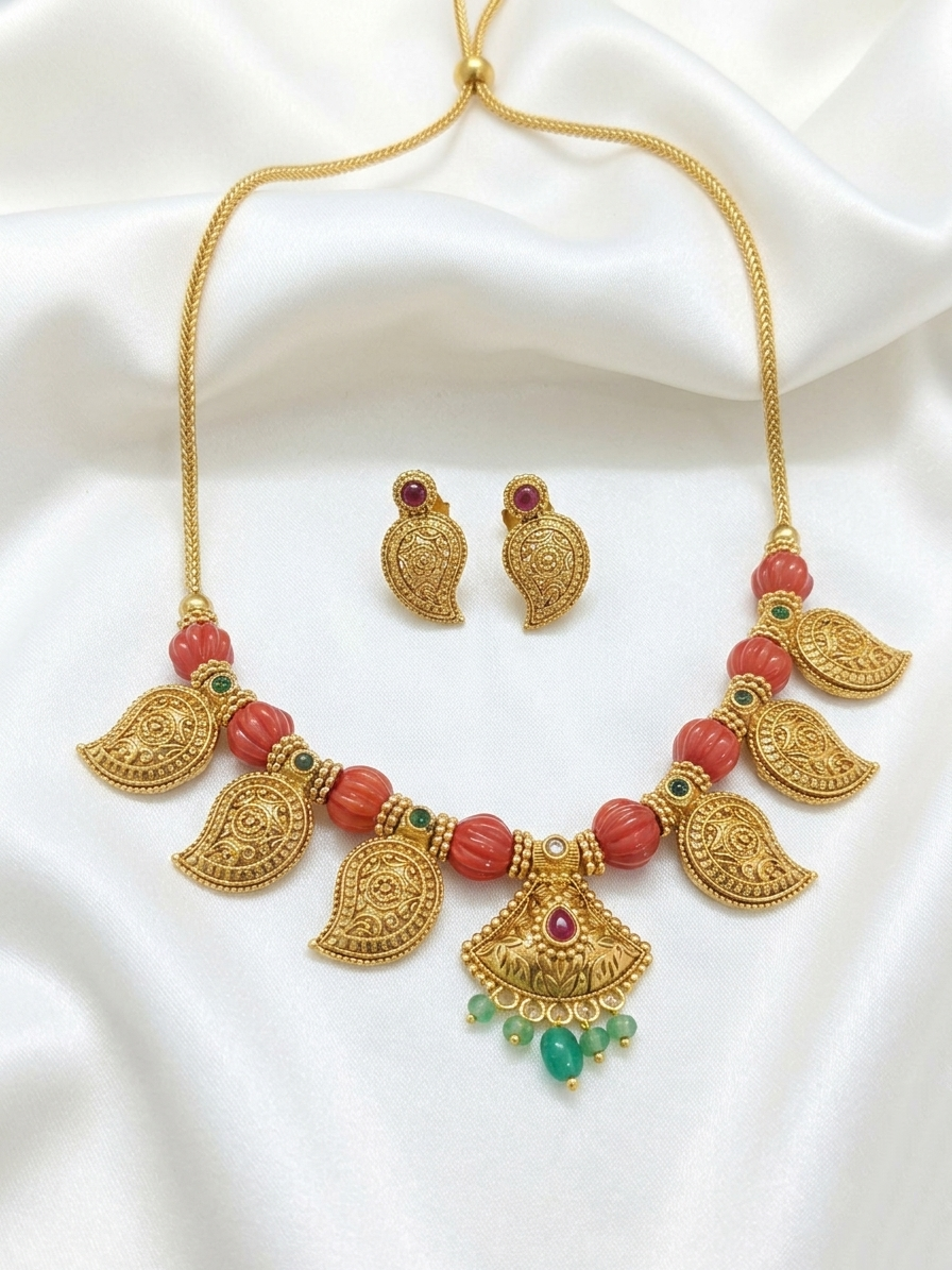Matte Finish Mango Necklace V127