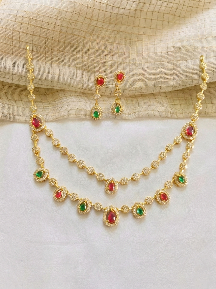 AD Stone Necklace Set V19