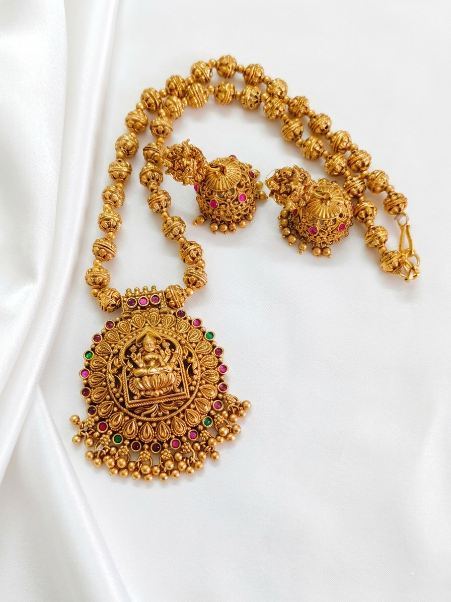 Lakshmi Mid long Necklace Set V12