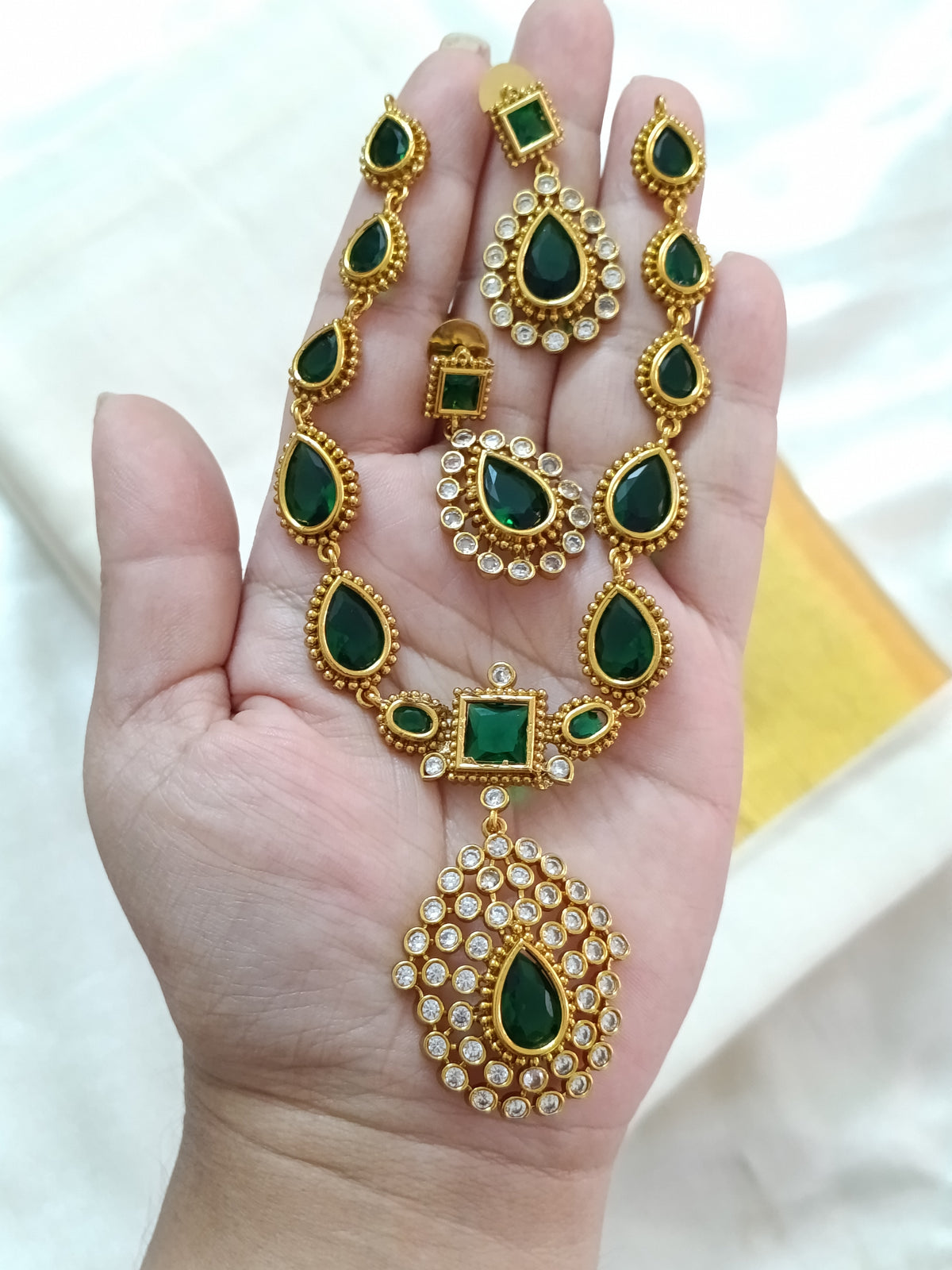 Jyothika Inspired AD Stone Necklace Set
