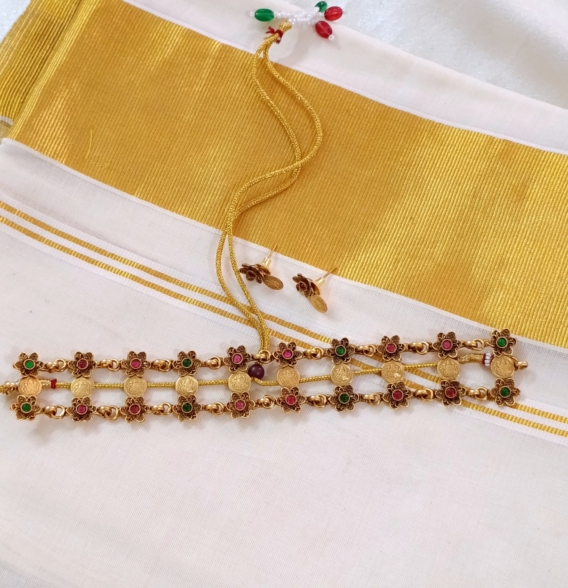 Coin Floral Choker Set