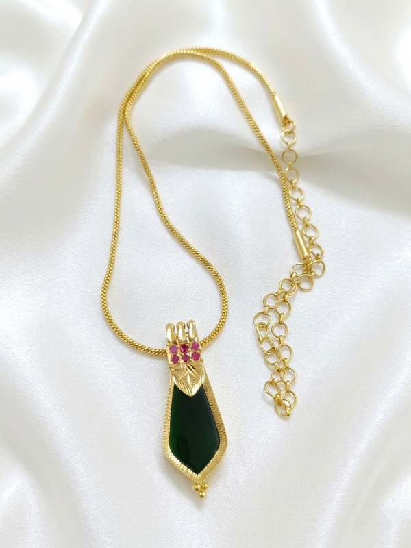 Micro Polish Nagapadam Pendant Mid Long Necklace Set